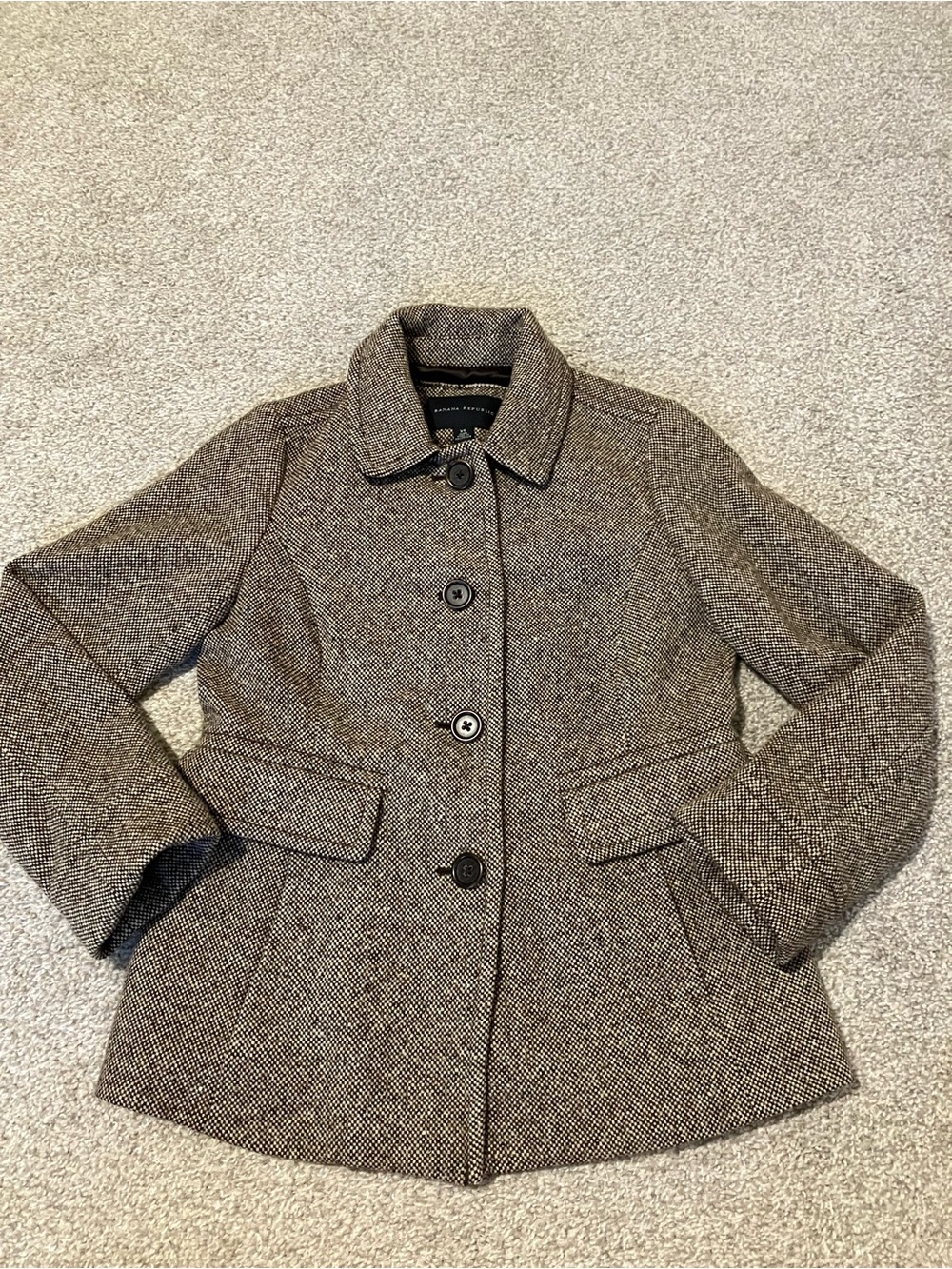 Banana Republic Tweed Wool Blend Button-Front Jacket - Size XS